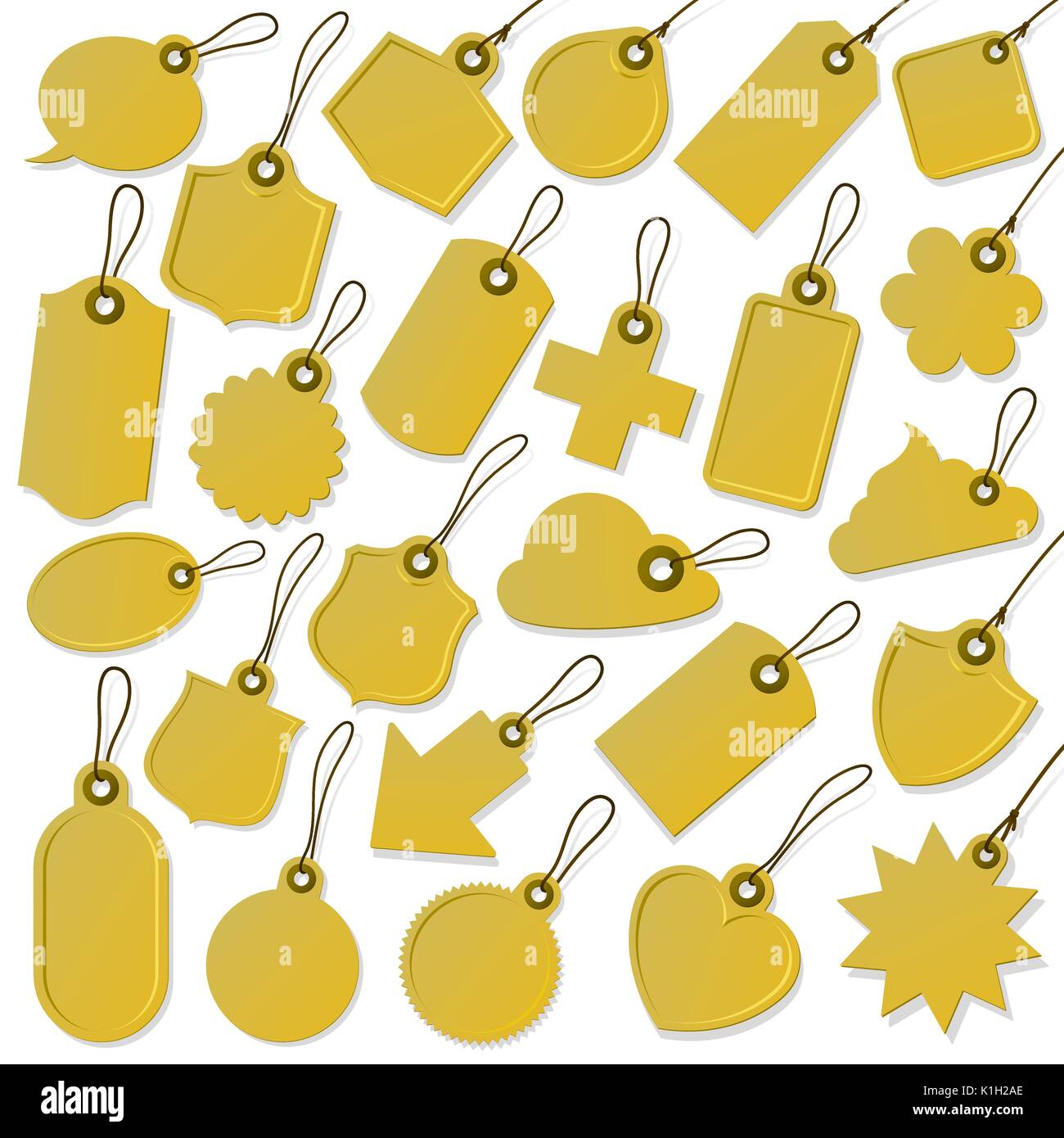 Cardbord tag and label collection with strings illustration Stock