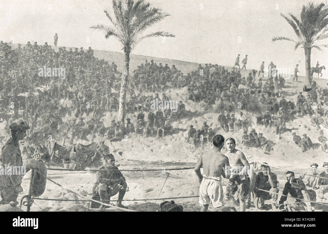 Boxing match, British camp in Egypt, WW1 Stock Photo
