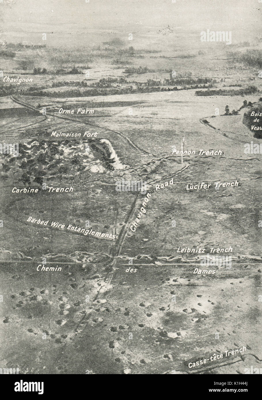 Bird's eye view, 2nd Battle of the Aisne Stock Photo