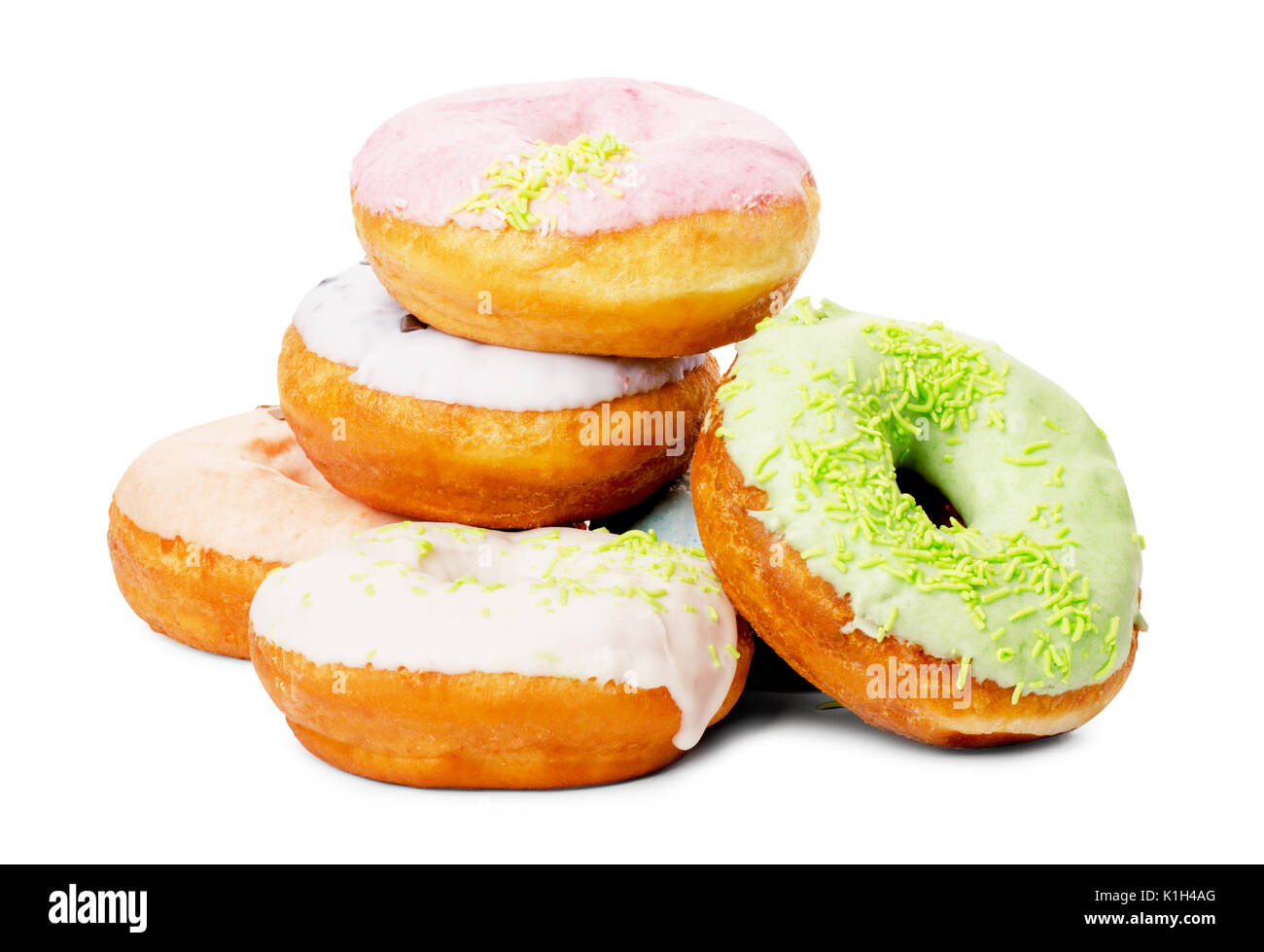 Group of glazed donuts isolated on white background Stock Photo - Alamy