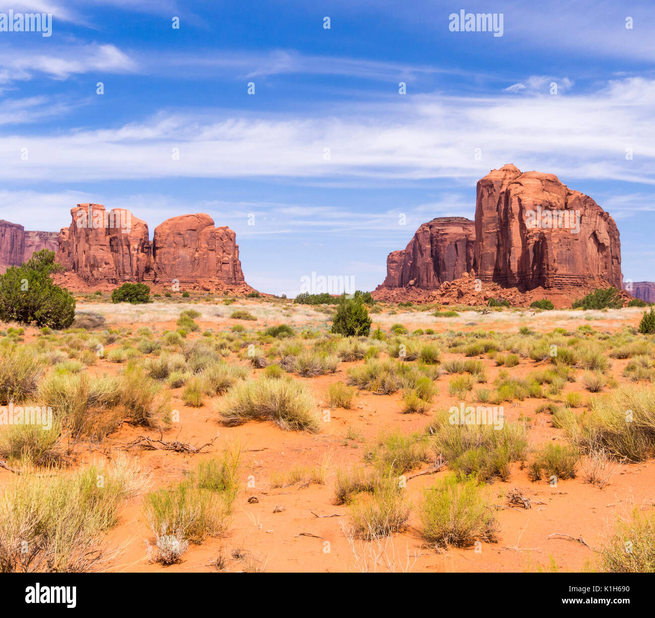 Red rock formations at Monument Valley, USA. Stock Photo
