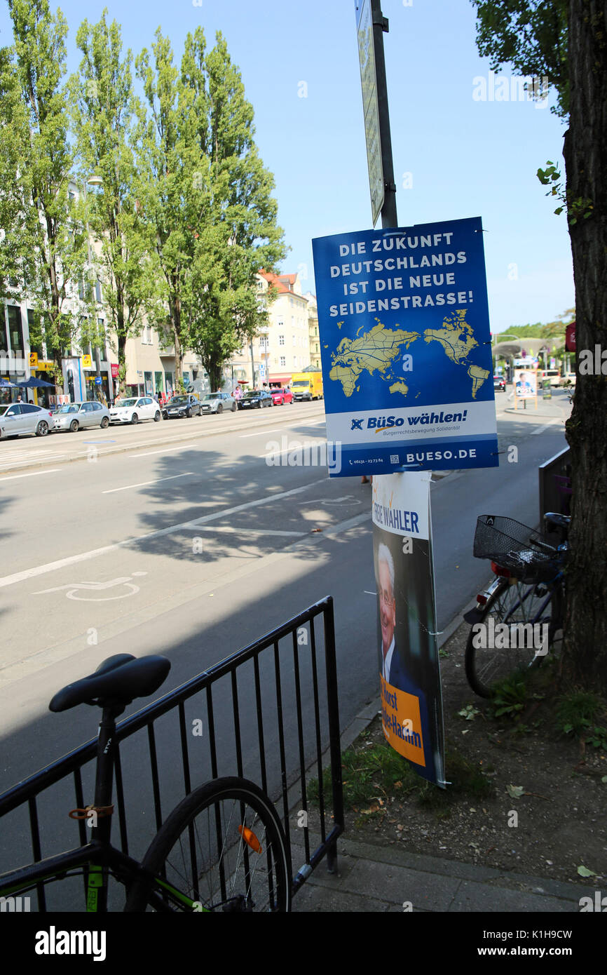 Campaign posters of the BüSo and the Freie Wähler. (Photo by Alexander Pohl / Pacific Press) Stock Photo