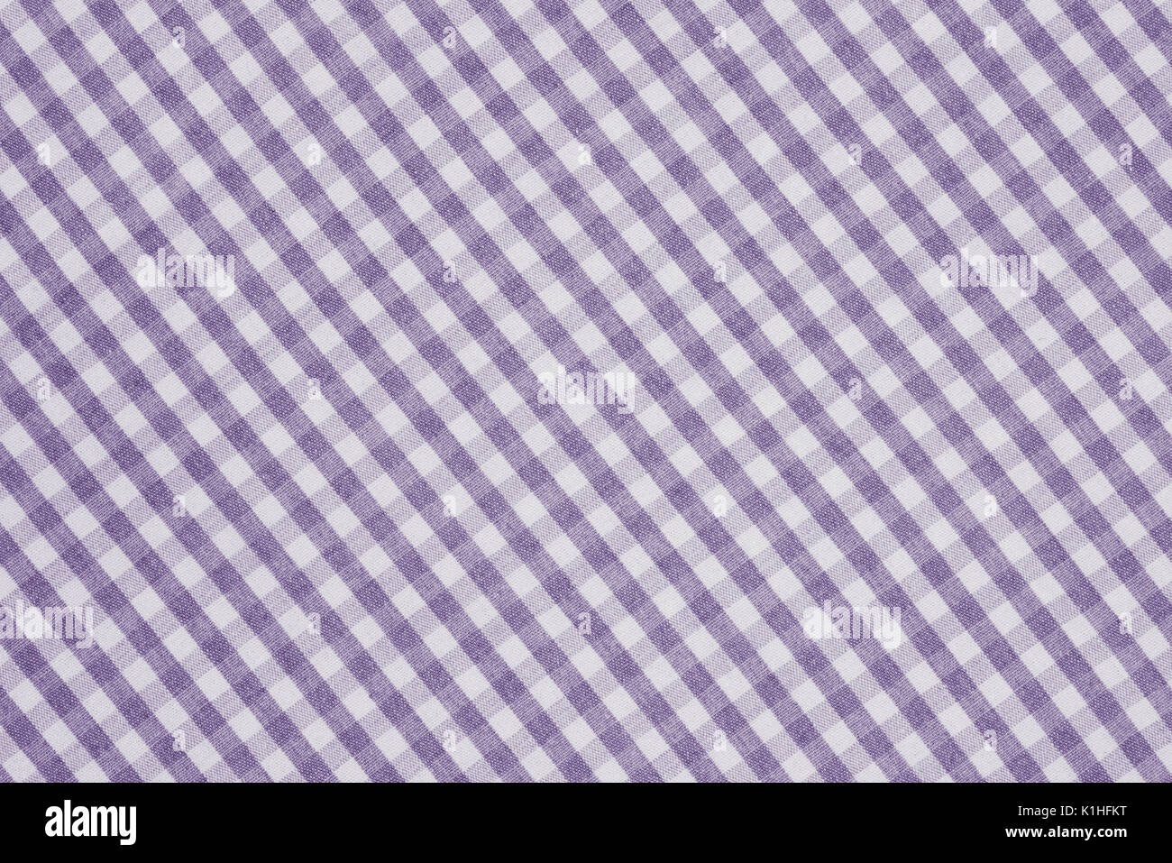 violet and white color checkered fabric background texture Stock Photo
