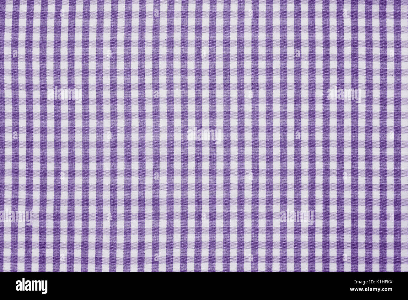 violet and white color checkered fabric background texture Stock Photo