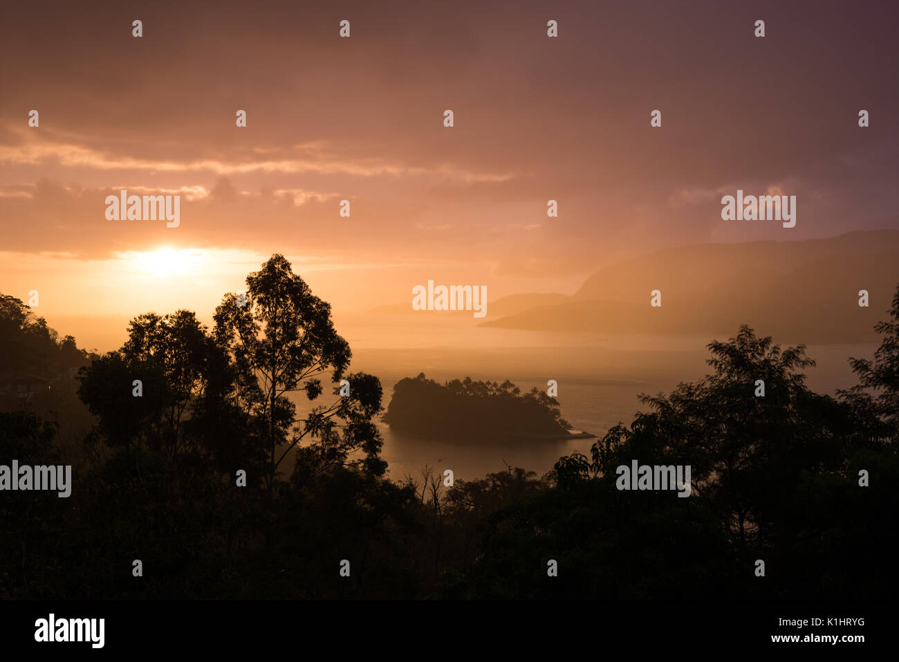 Sunset view from Ilhabela, SE Brazil Stock Photo