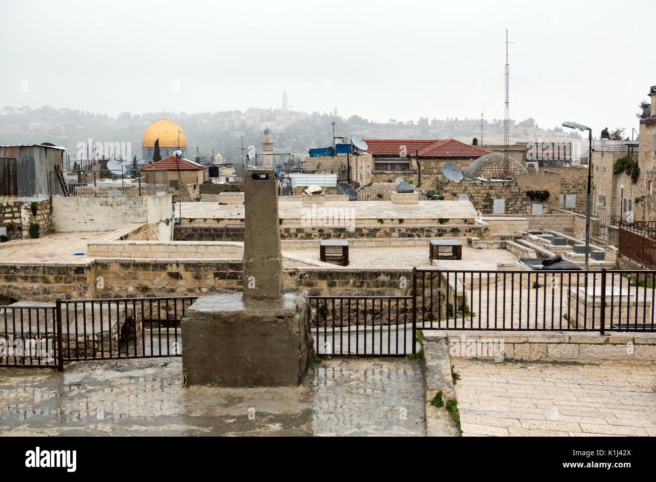 Jerusalem old city synagogue during a snow storm Stock Photo - Alamy