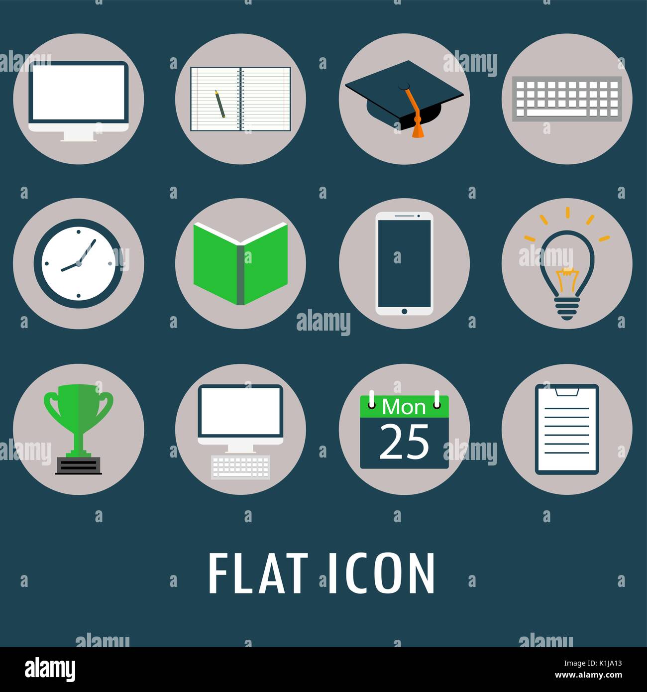 Universal Flat Icons for Web and Mobile Applications Set, vector Stock Vector