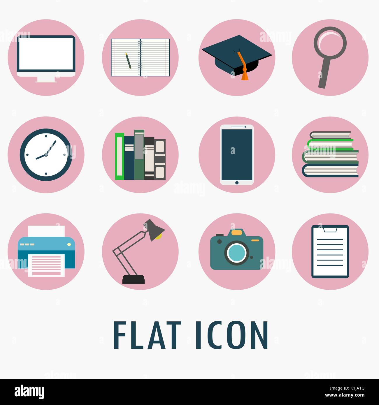 Universal Flat Icons for Web and Mobile Applications Set, vector Stock Vector