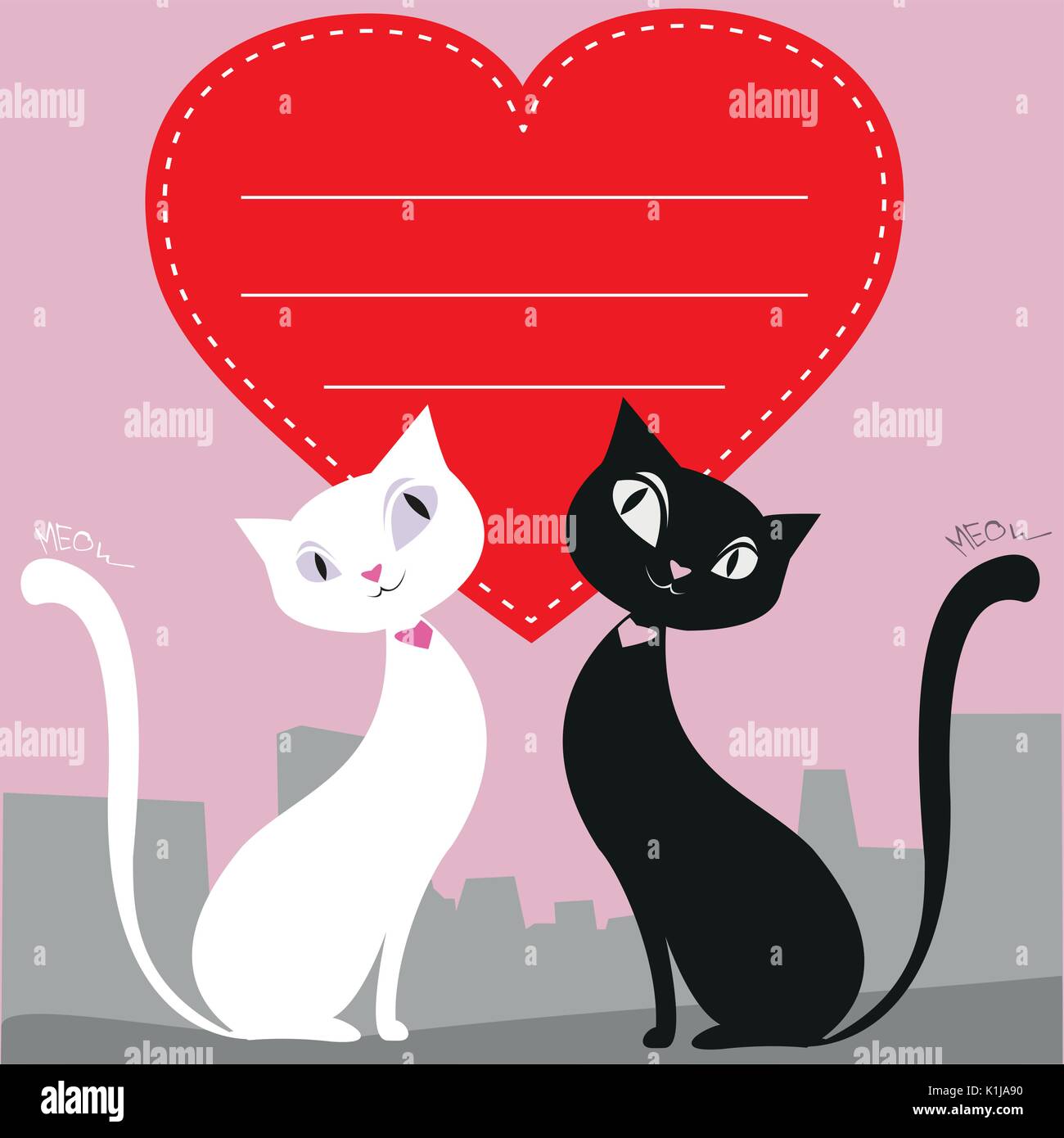 Two cats in love icon vector illustration, Stock vector