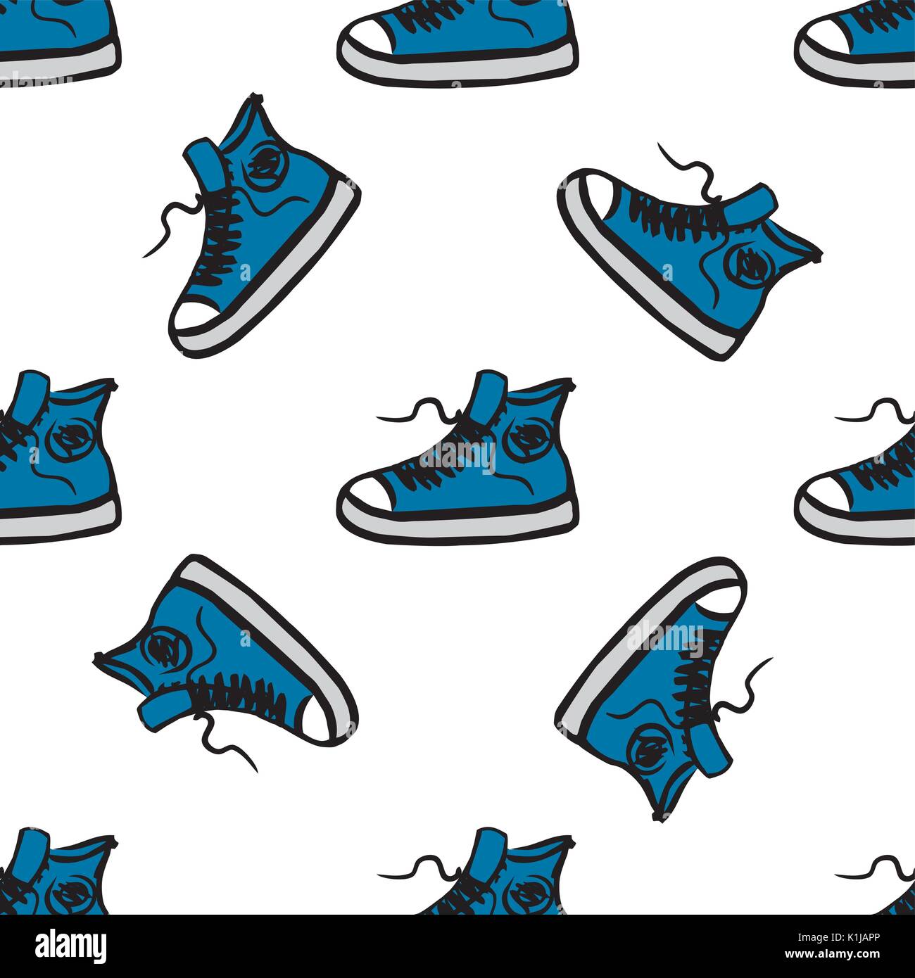 Sneakers seamless pattern, hand drawing, vector illustration Stock ...