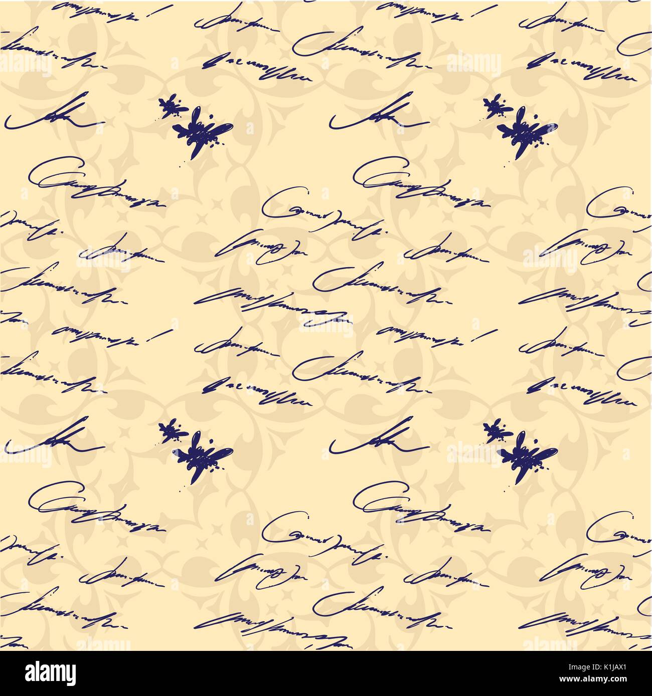 Seamless abstract text pattern. Hand drawing vector Stock Vector