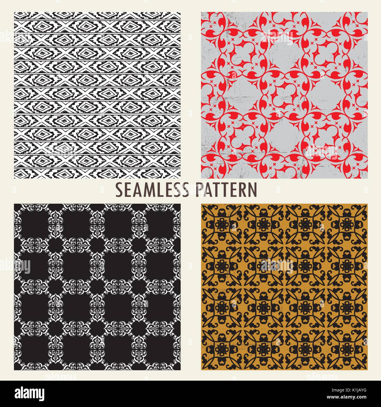 A set of four abstract vector seamless patterns Stock Vector