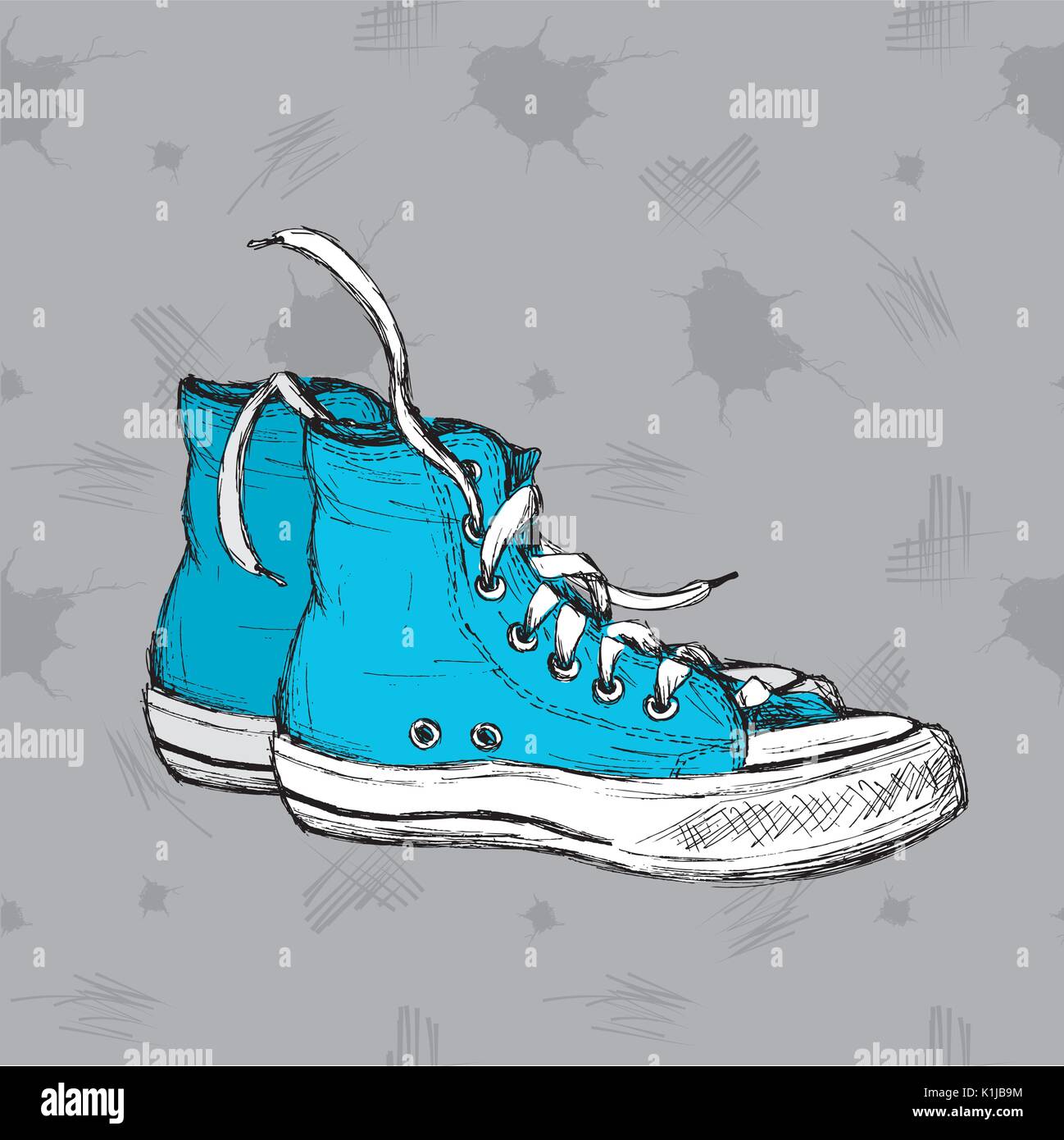 Vintage Sneakers Hand Drawn, vector illustration Stock Vector Image ...
