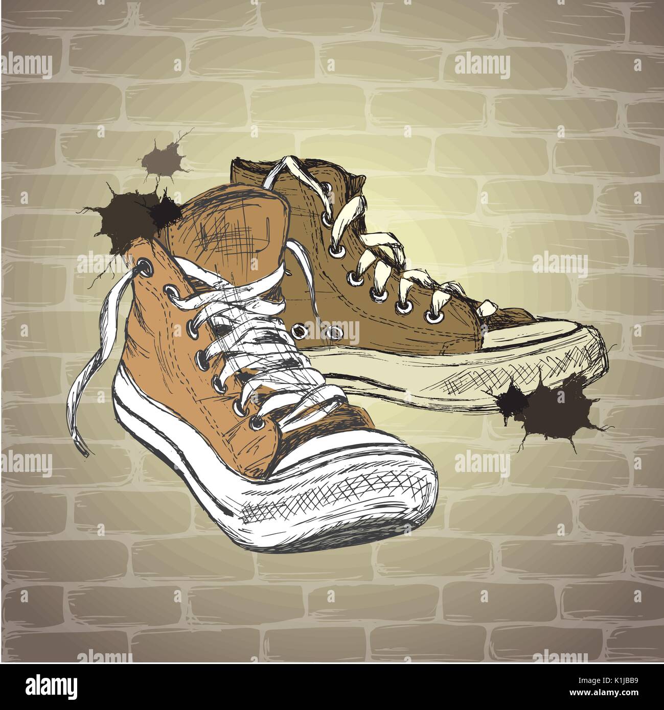 Vintage Sneakers Hand Drawn, vector illustration Stock Vector Image ...
