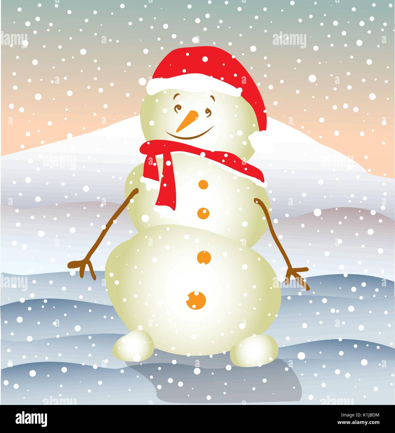 Smiling snowman, vector illustration Stock Vector Image & Art - Alamy