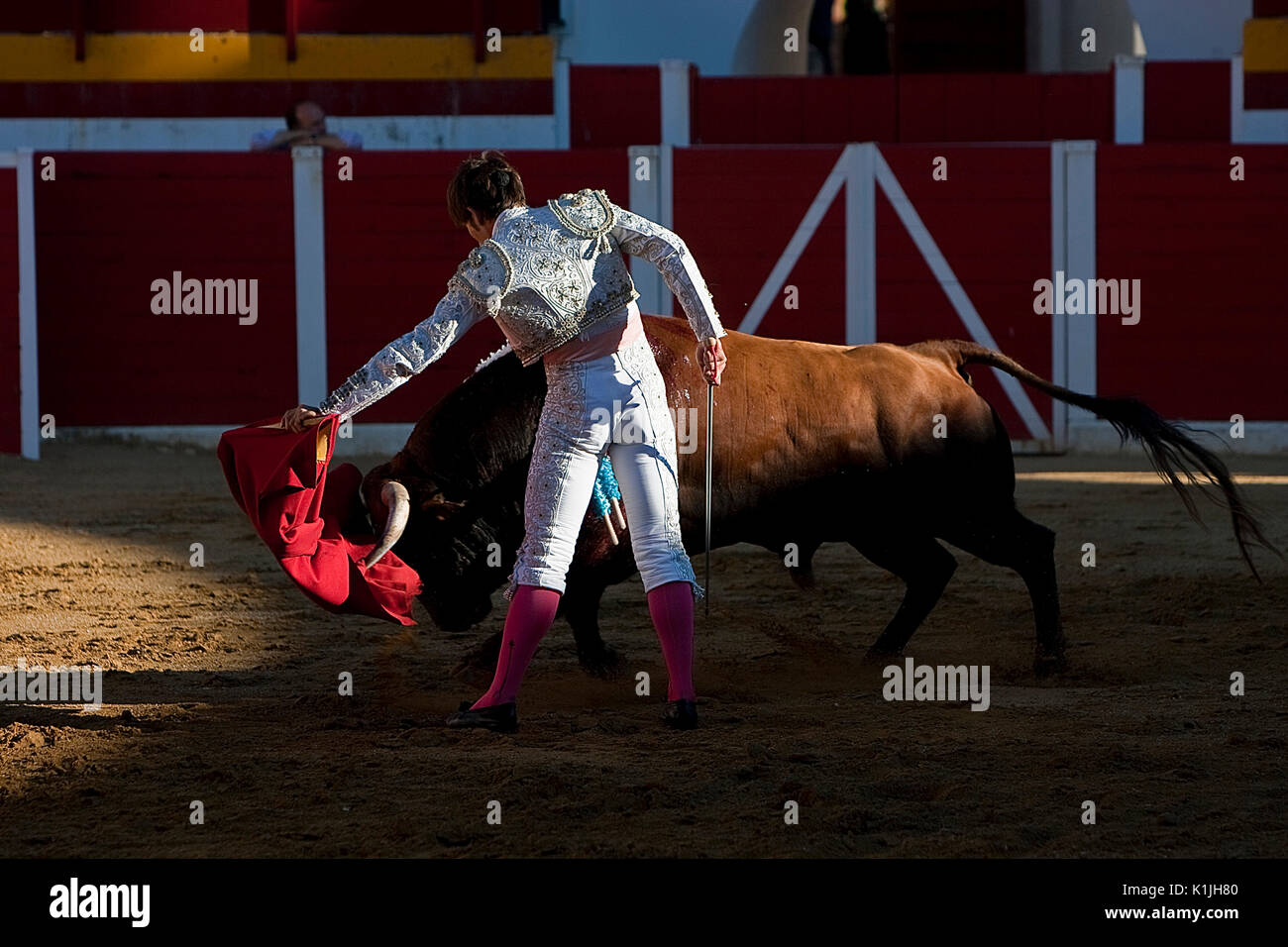 The Spanish Bullfighter Alberto Lamelas bullfighting with the crutch in