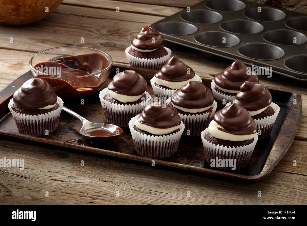 Peppermint patty cupcakes Stock Photo