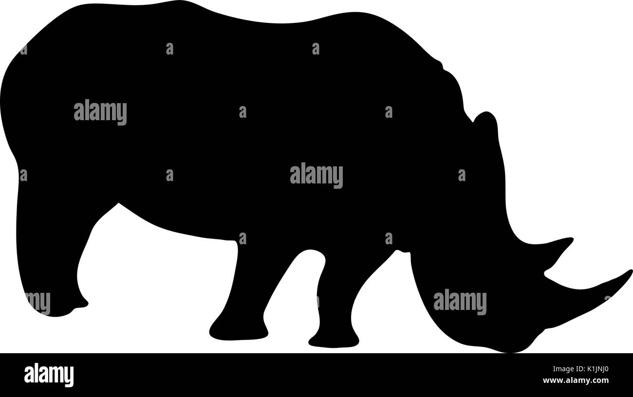 View on the silhouettes of a rhinoceros Stock Vector