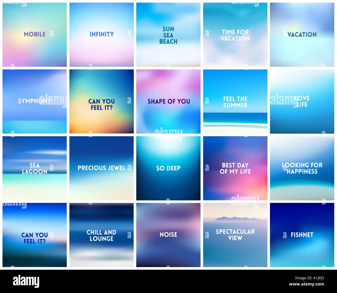 BIG set of 20 square blurred nature blue backgrounds number 2. With various  quotes Stock Vector Image & Art - Alamy
