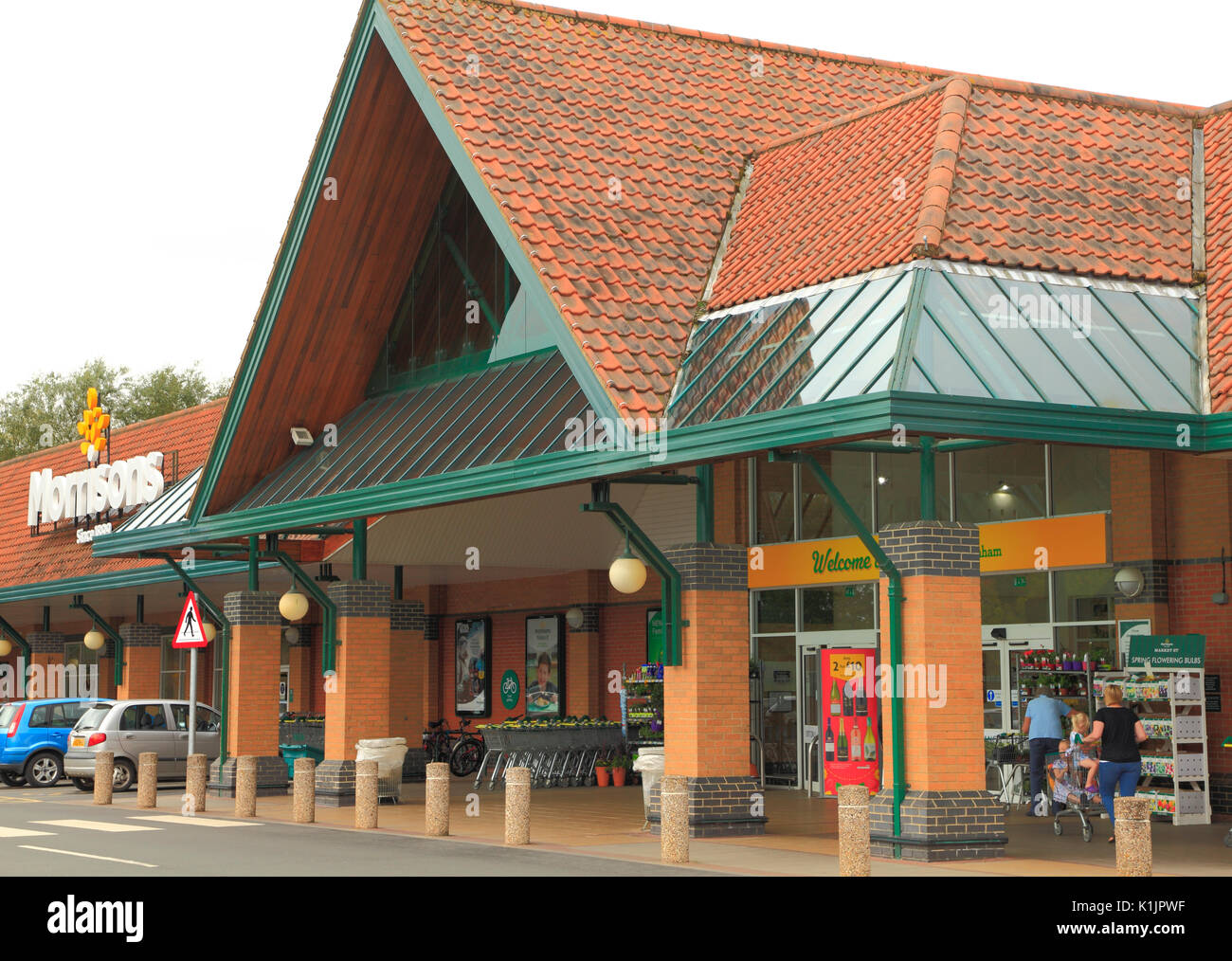 Morrisons Supermarket, entrance, foyer, Fakenham, Norfolk, England, UK