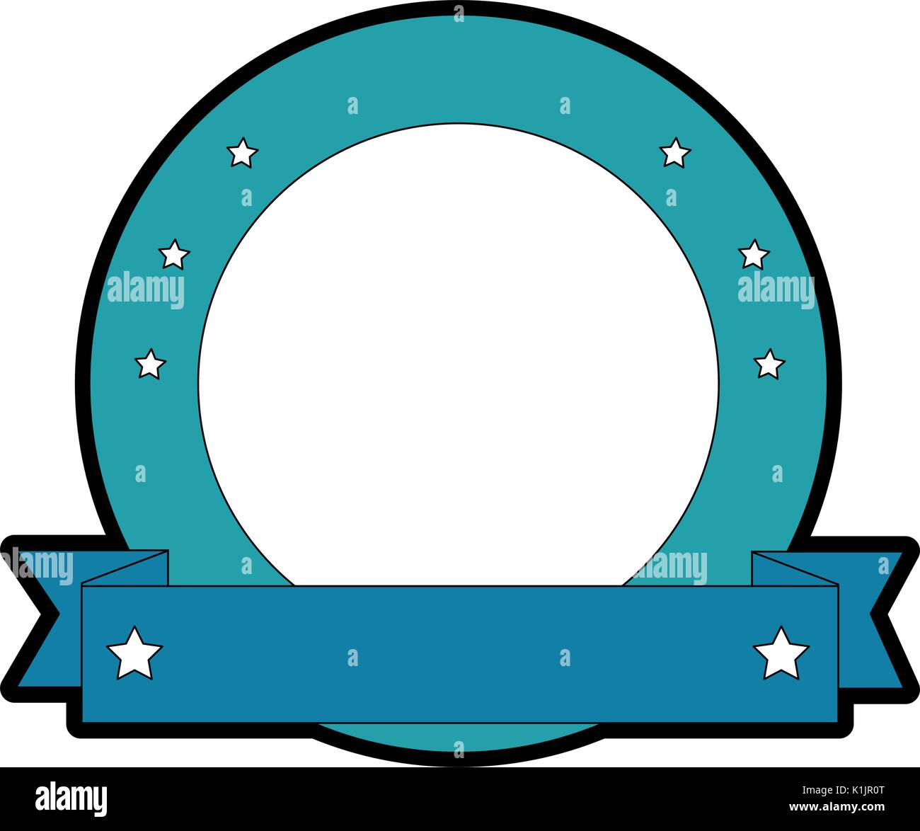 emblem and decorative ribbon icon over white backgorund vector ...