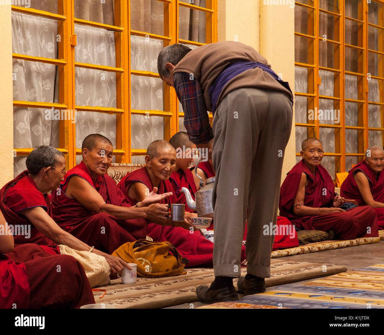 Daily lifestyle of the monks in a Buddhist monastery. Traditional