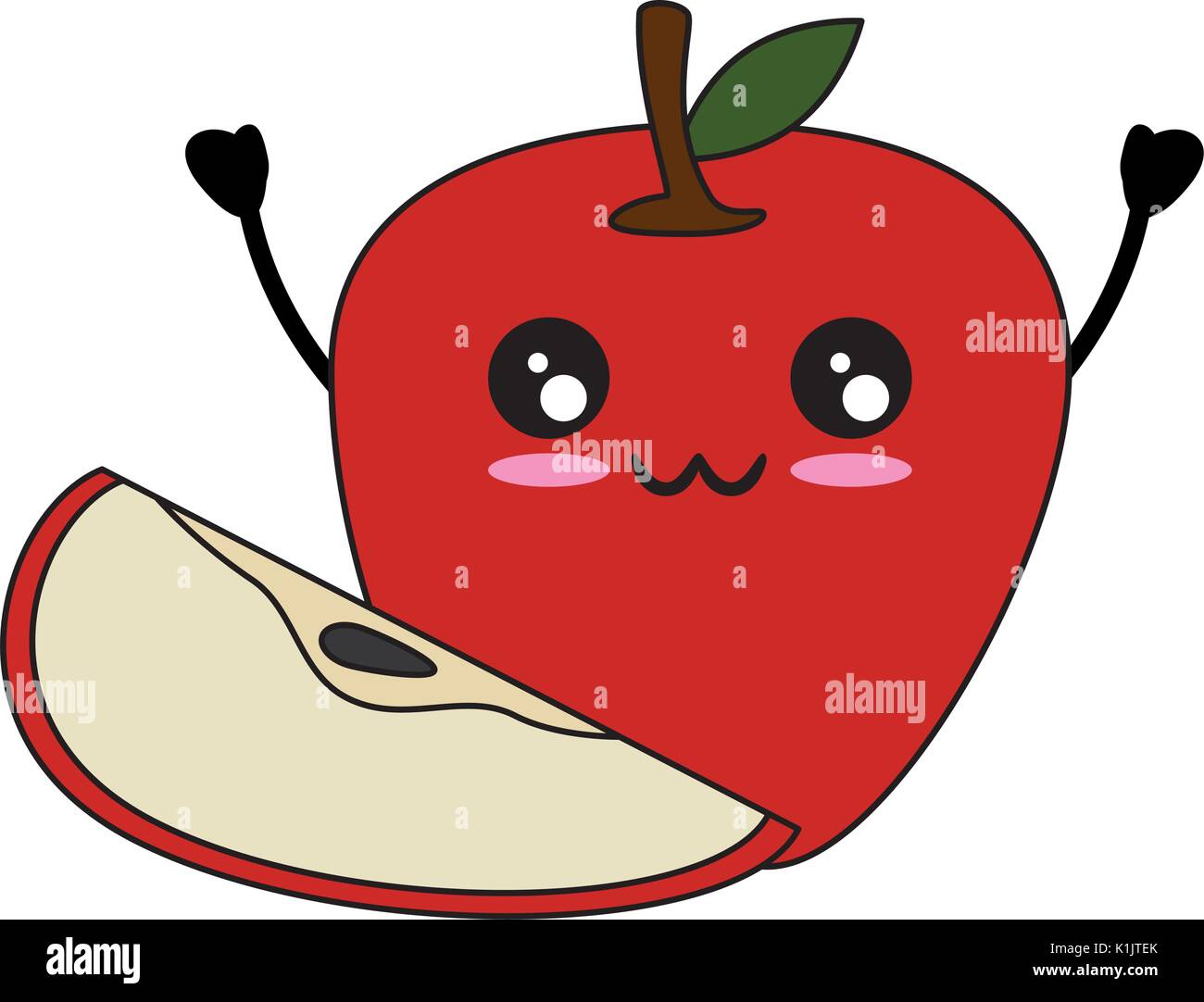 apple delicious fruit cute kawaii cartoon icon vector illustration design  Stock Vector Image & Art - Alamy