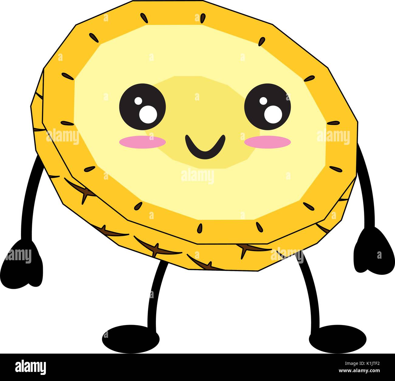 Sweet and delicious pineapple cute kawaii cartoon icon vector ...