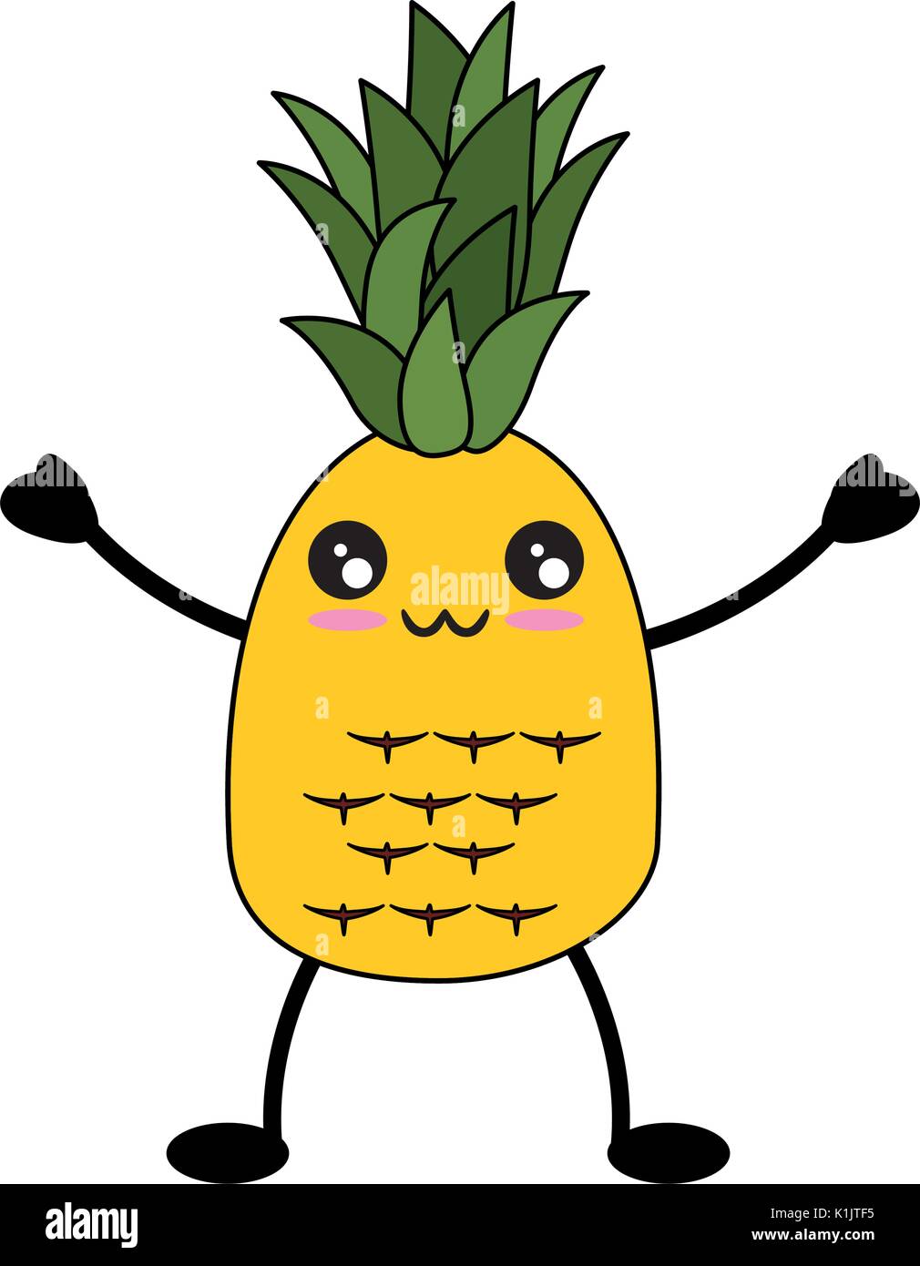 Sweet and delicious pineapple cute kawaii cartoon icon vector ...