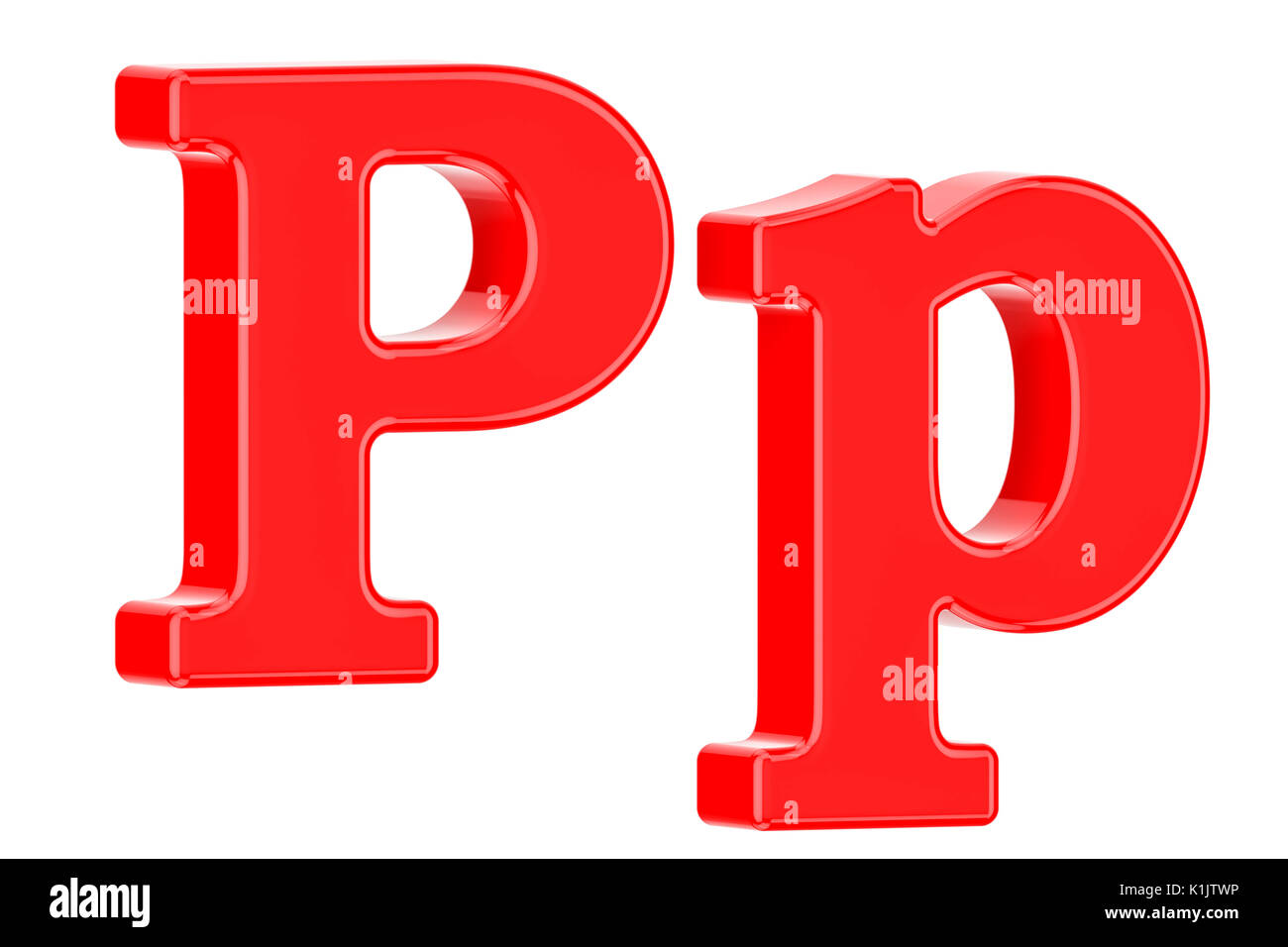 English red letter P, 3D rendering isolated on white background Stock