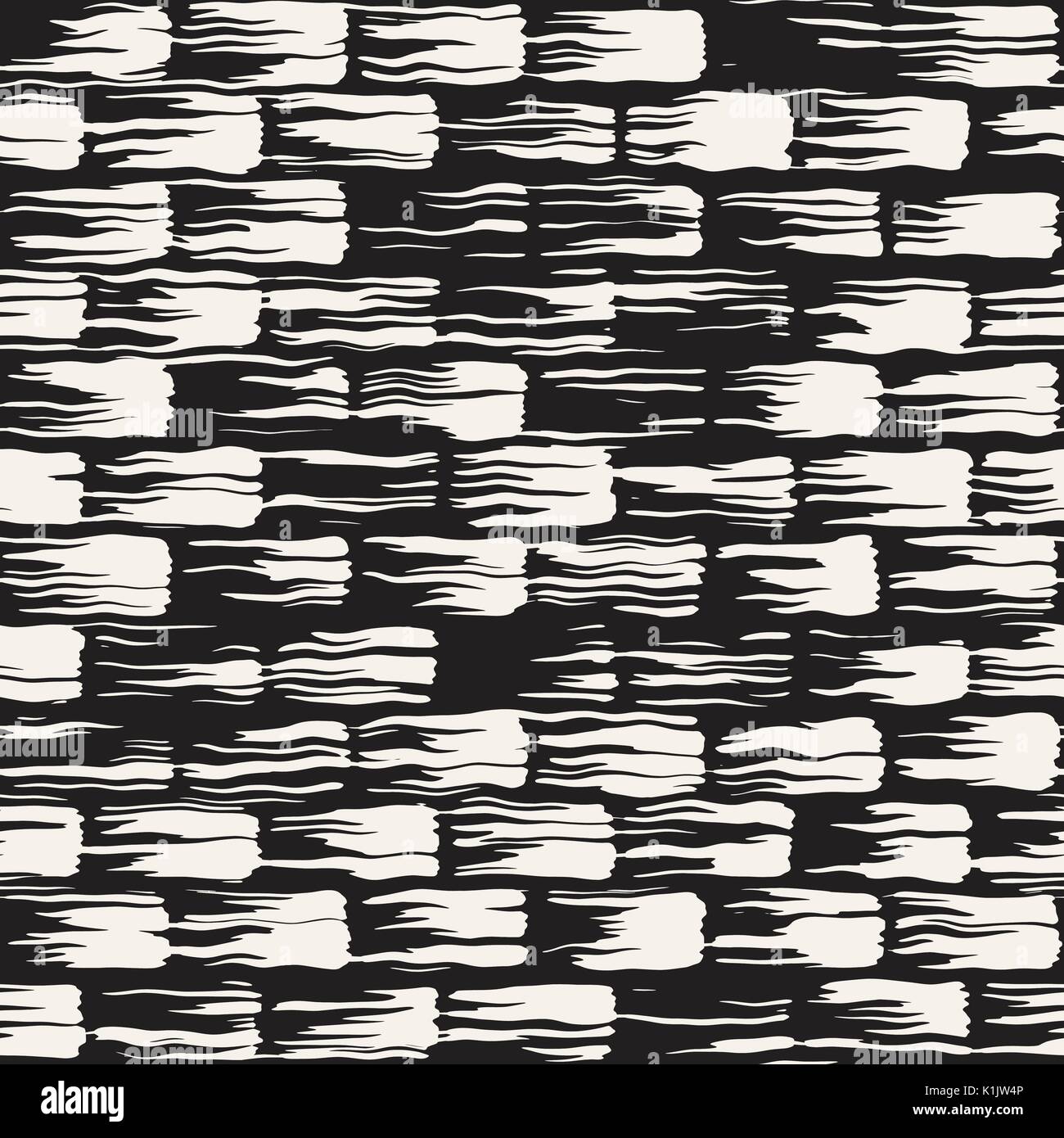 Vector seamless pattern with brush stripes and strokes. Black and white ...