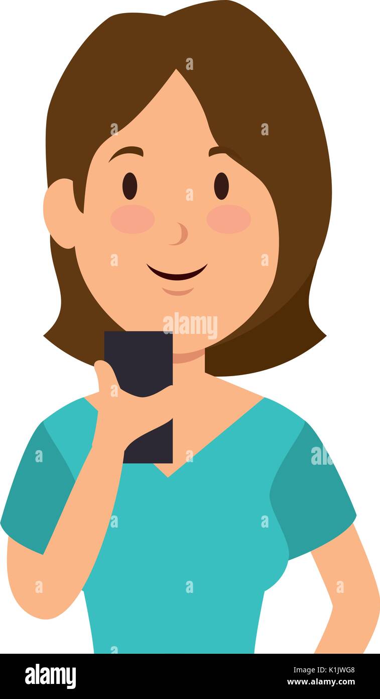 Woman with smartphone icon vector illustration graphic design Stock ...