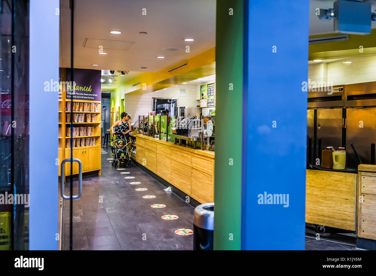 Washington DC, USA July 1, 2017 Inside Union Station in capital city with shopping mall food