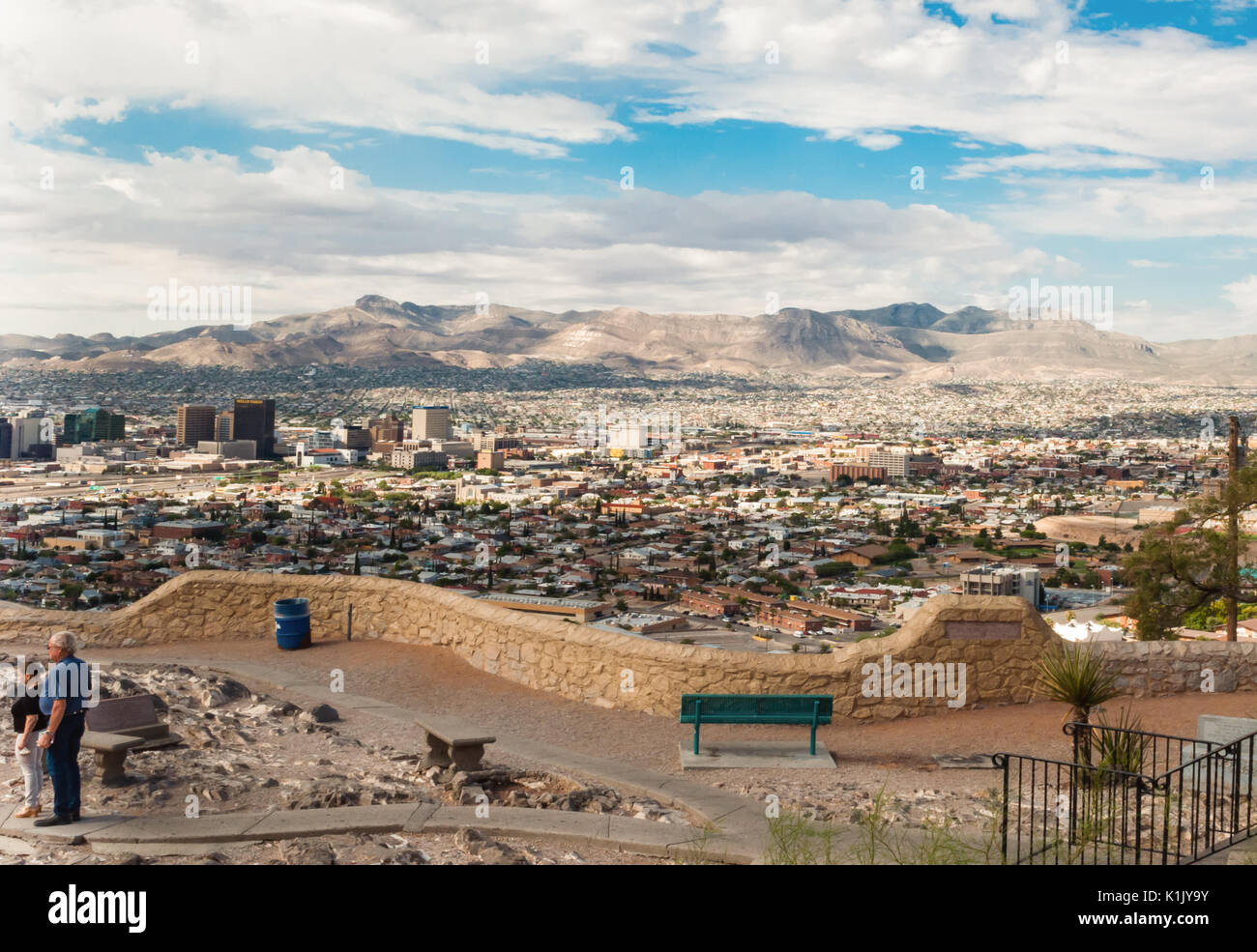 Couple takes in view from Murchison Park in El Paso, TX, USA Stock Photo