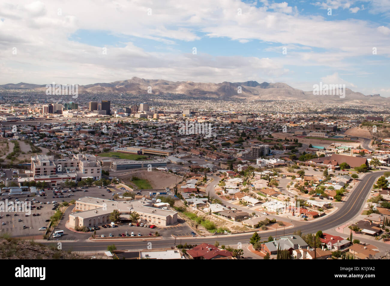 View of Juarez Mountains from Murchison Rogers Park in El Paso, TX, USA Stock Photo