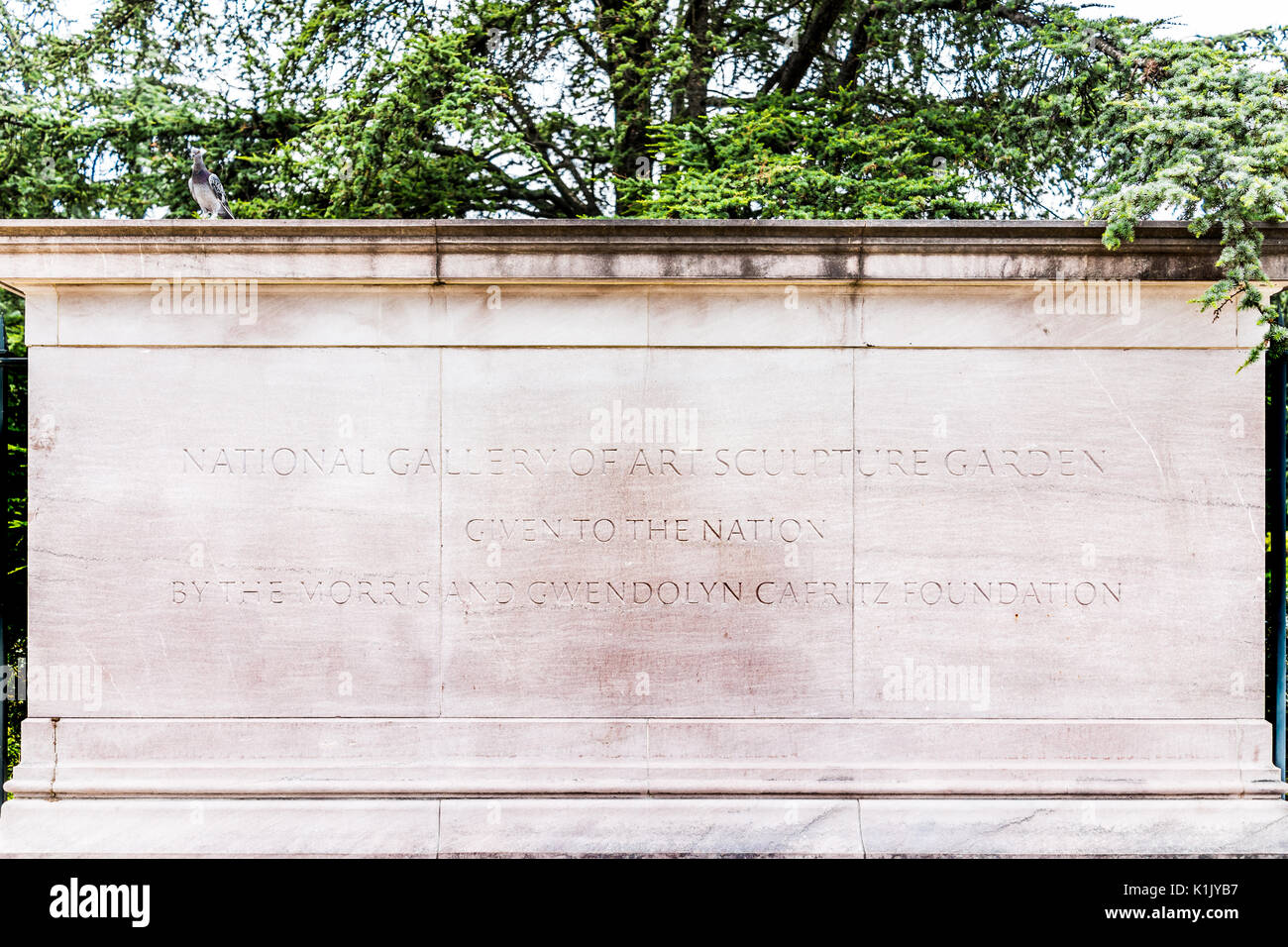 Washington DC, USA - July 3, 2017: Closeup of sign for National Gallery of Art Sculpture Garden in summer on National Mall Stock Photo