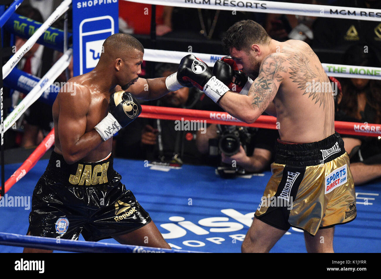 Badou Jack defeats Nathan Cleverly during their WBA Light-heavyweight title  fight at the T-Mobile Arena, Las Vegas Stock Photo - Alamy