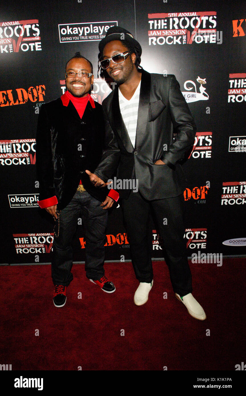 (L-R) apl.de.ap,will.i.am Black Eyed Peas attending 5th annual Roots Jam Key Club Hollywood,Ca. Stock Photo