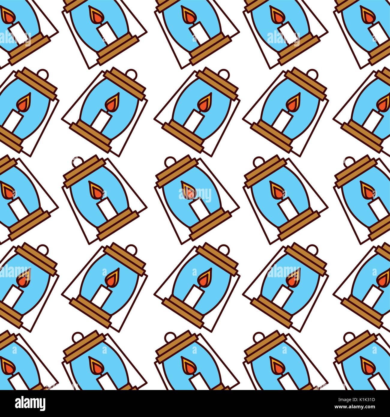 lantern camping pattern background Stock Vector