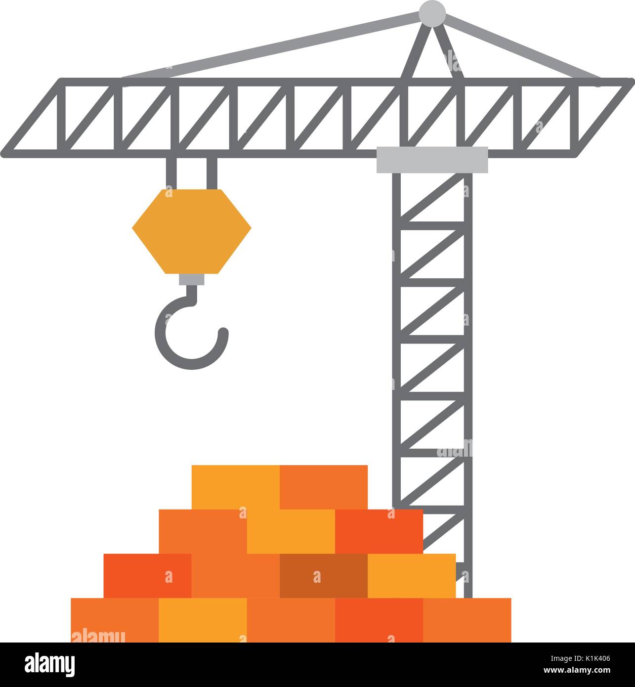 bricks wall with crane Stock Vector