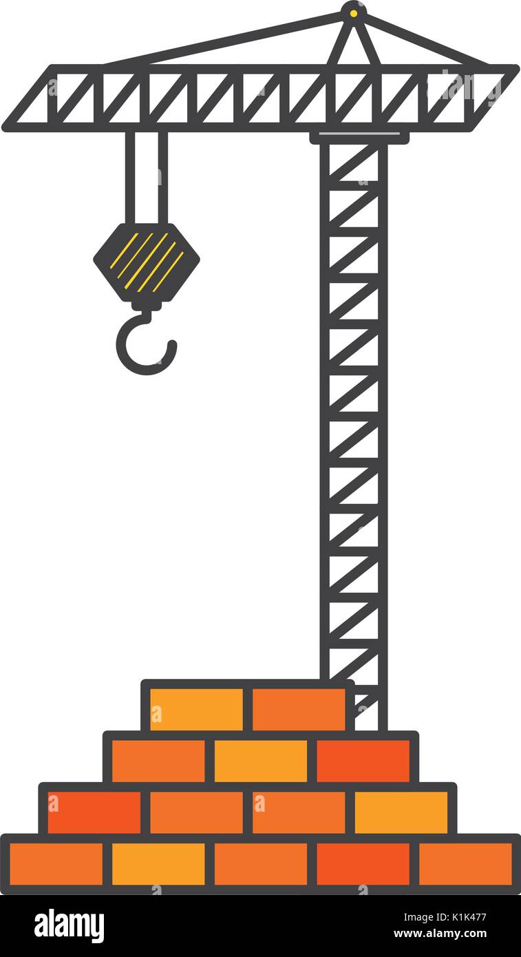 bricks wall with crane vector illustration design Stock Vector