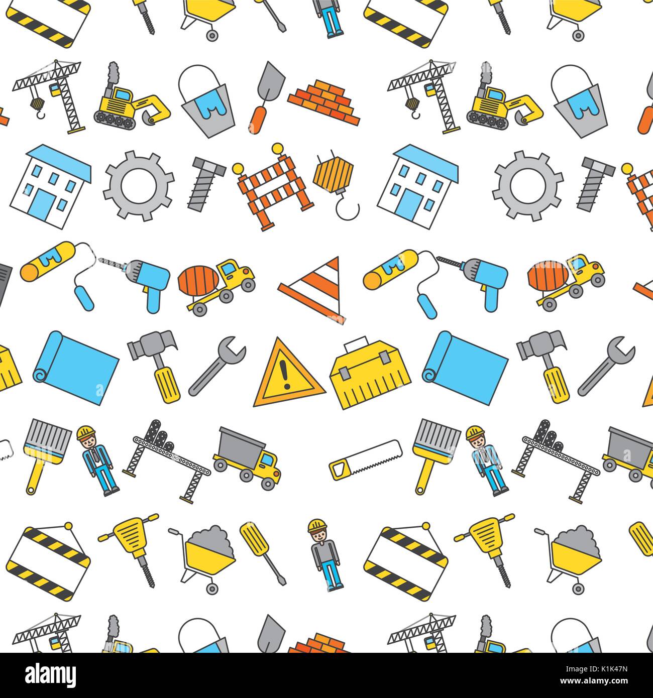 construction tools pattern background vector illustration design Stock ...