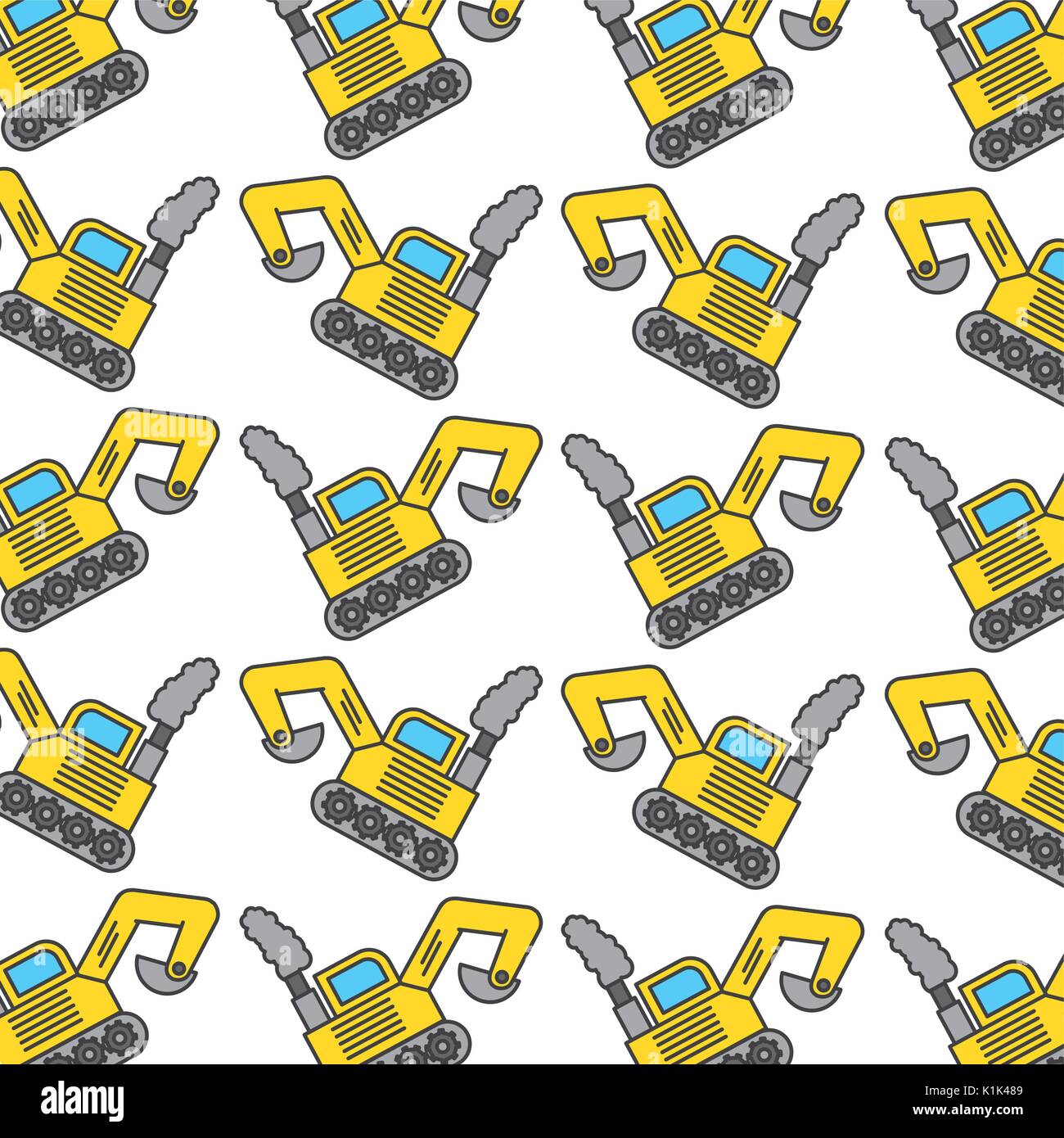 excavator construction vehicle pattern background vector illustration ...