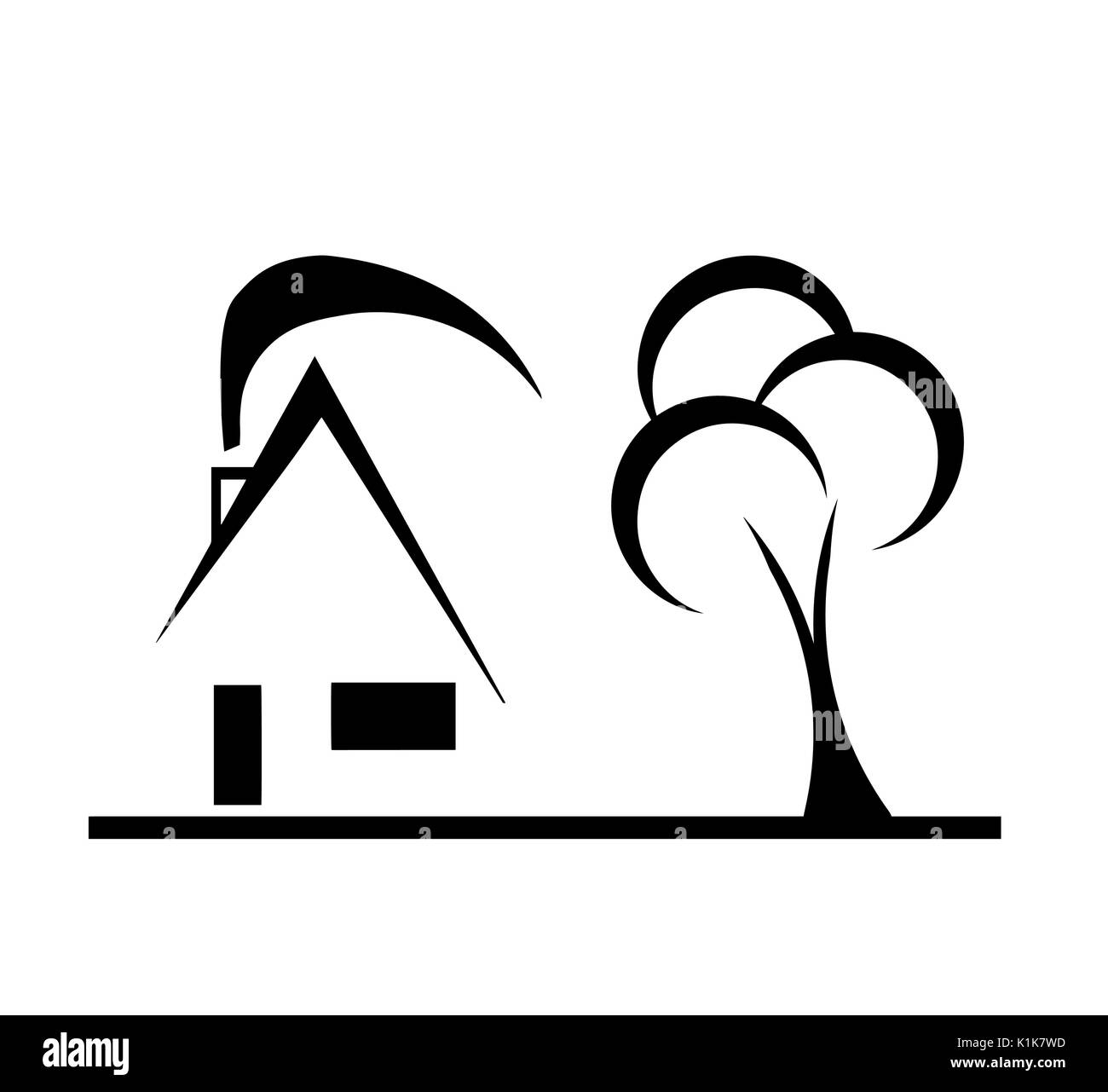 modern design house sketch vector with tree Stock Vector Image & Art