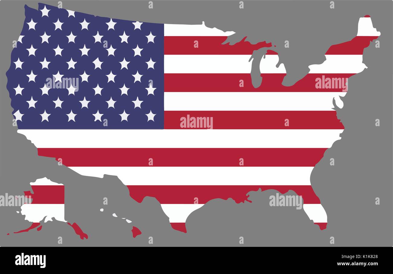 United States map vector with the american flag Stock Vector Image ...