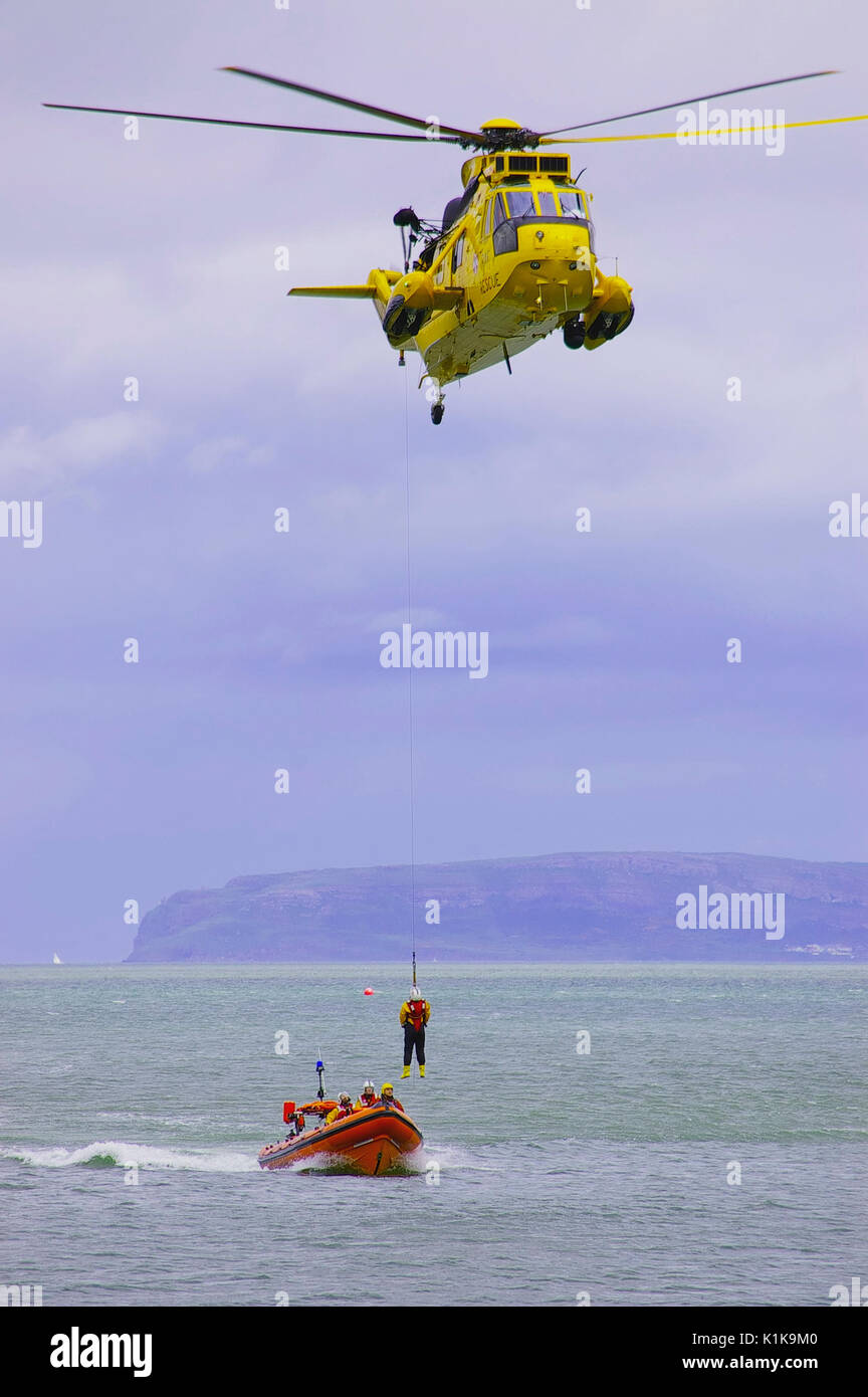 Beaumaris Lifeboat Day Rescue demonstration Stock Photo