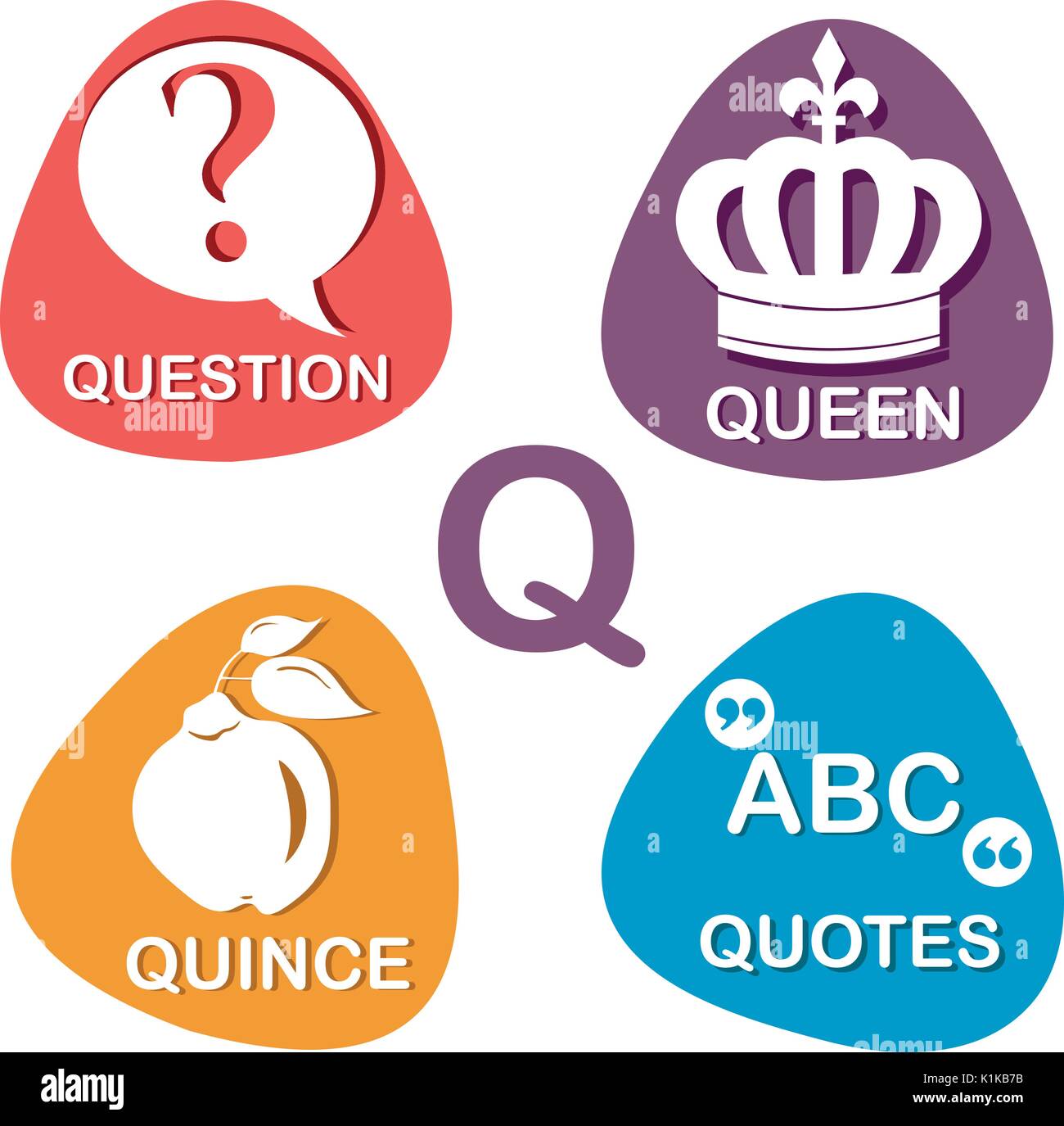 Cute Alphabet In Vector Q Letter For Question Queen Quince And Quotes Stock Vector Image Art Alamy