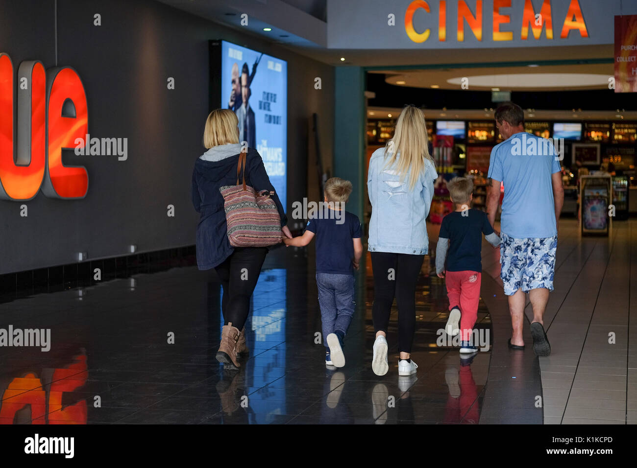 Family entering the VUE Cinema in Southport Stock Photo Alamy