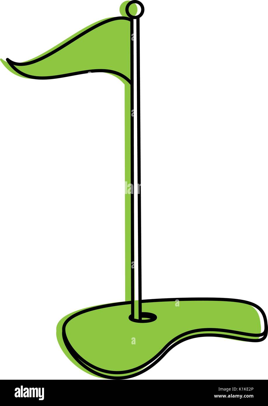 Green monocromatic golf flag design over white background vector
