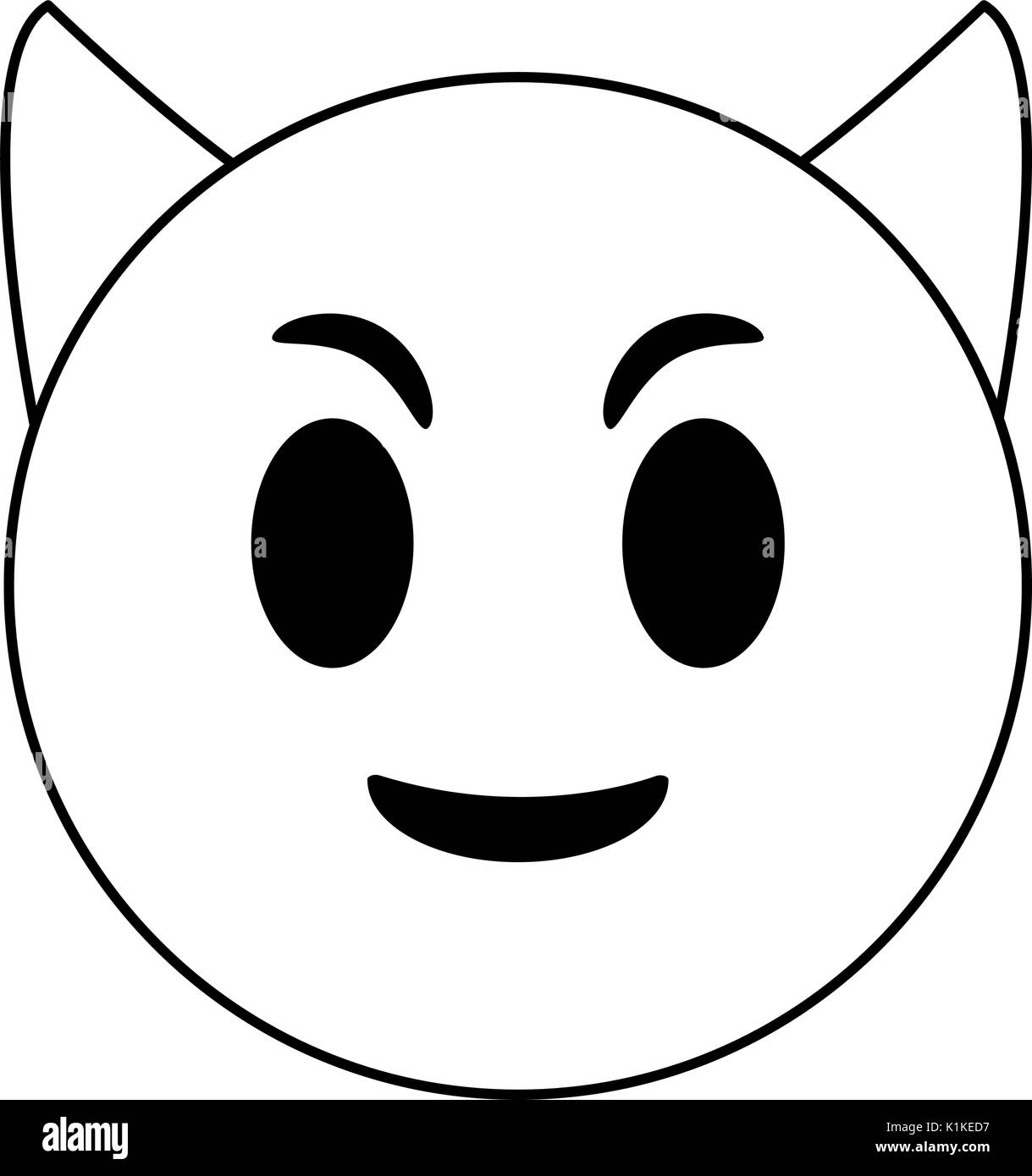 Black and white devil emoji over white background vector illustration